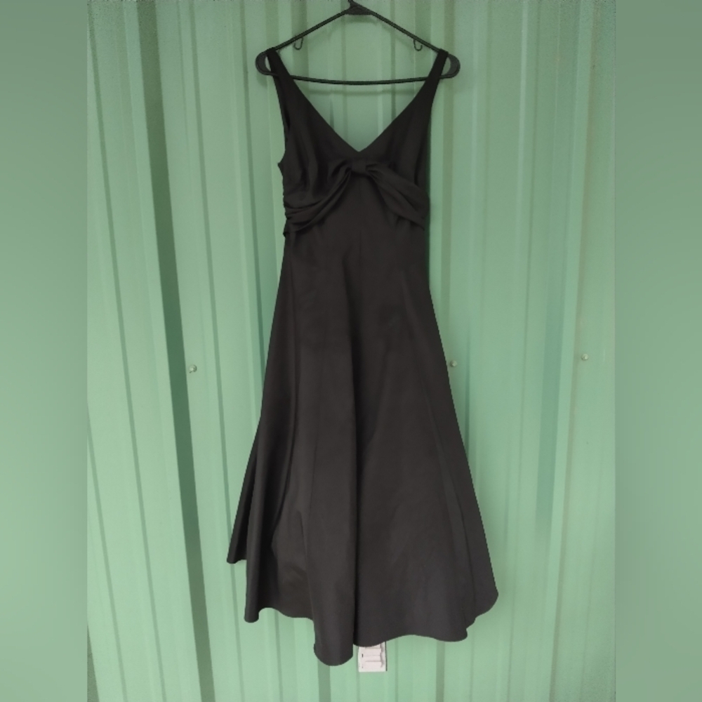 Women's Sexy Black Cocktail Midi Dress with Petticoat Skirt Size 10 LBD Prom